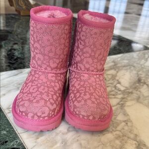 UGG Pink Glitter Leopard Print Kids Boots